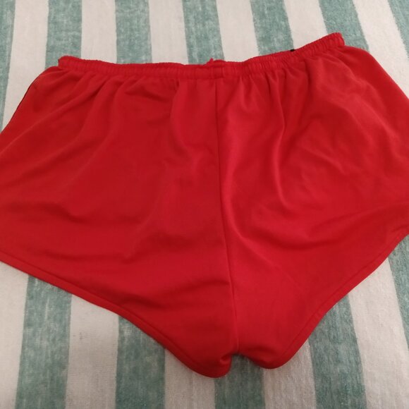 NWOT RED ASICS RUNNING SHORTS WITH SIDE ACCENTS, SIZE "XL", (~33"-35") - Picture 2 of 8